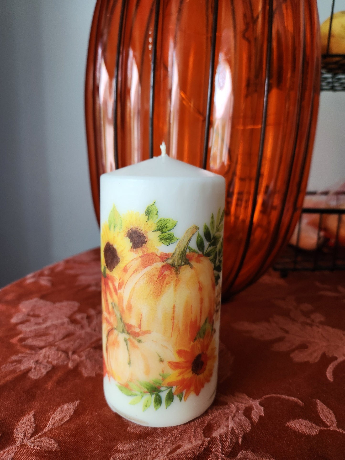 Fall photo candle, Thanksgiving, pumpkin season