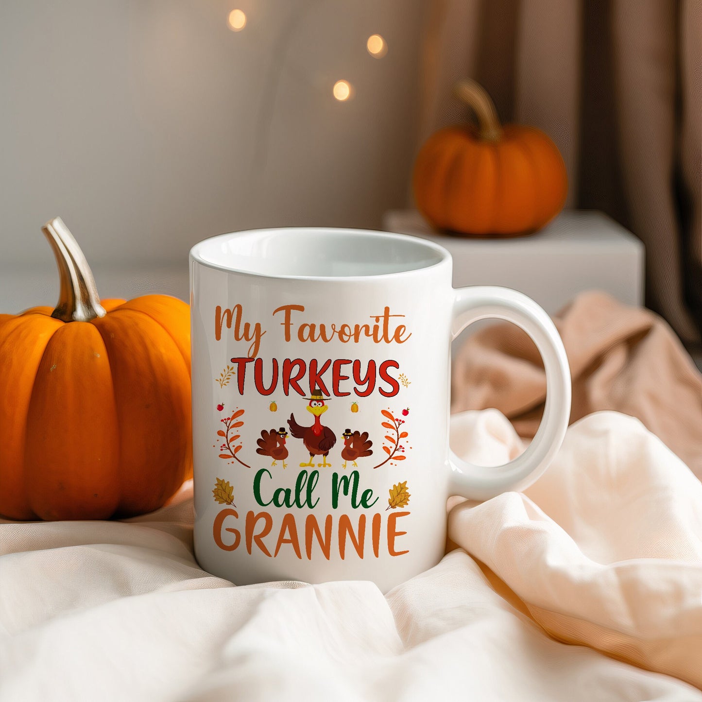 Mug, Grandma personalized Turkeys, grand-kids