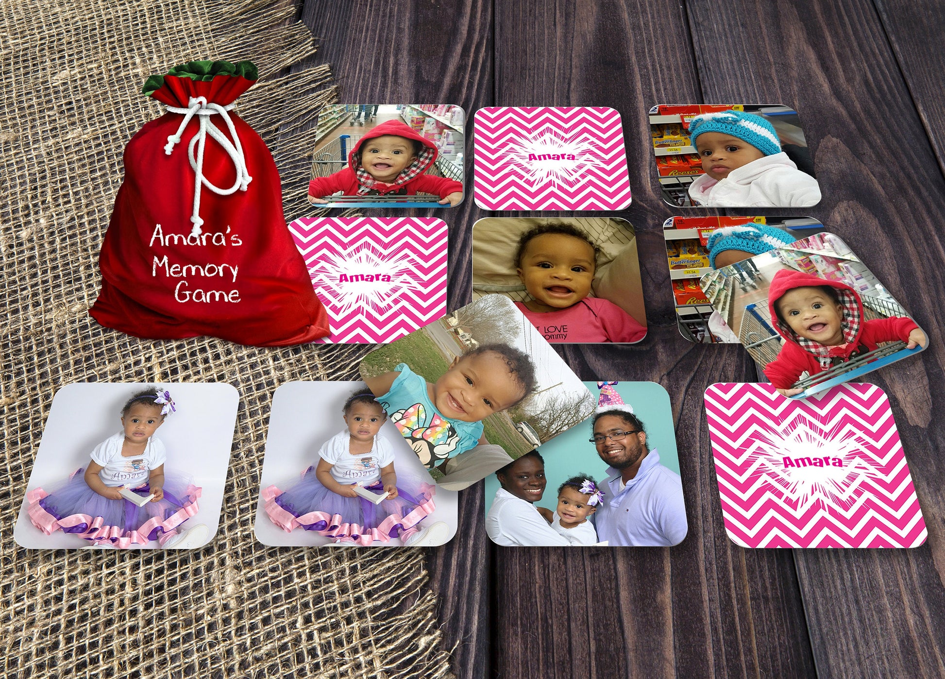 Memory game, personalized with photo A set of 24 tiles,