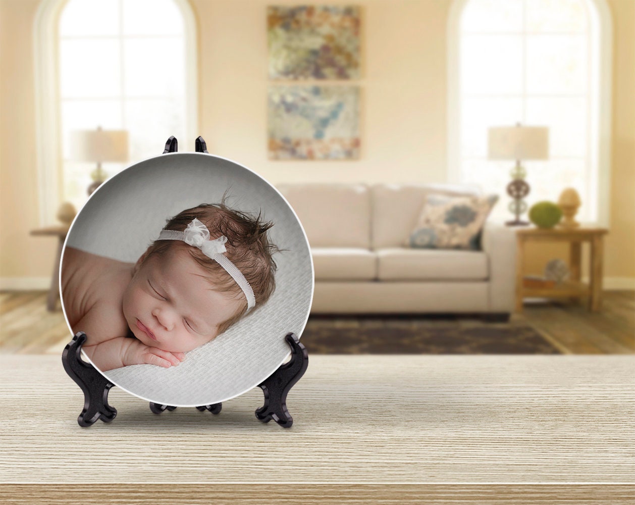 6" ceramic photo plate, Gift for family,