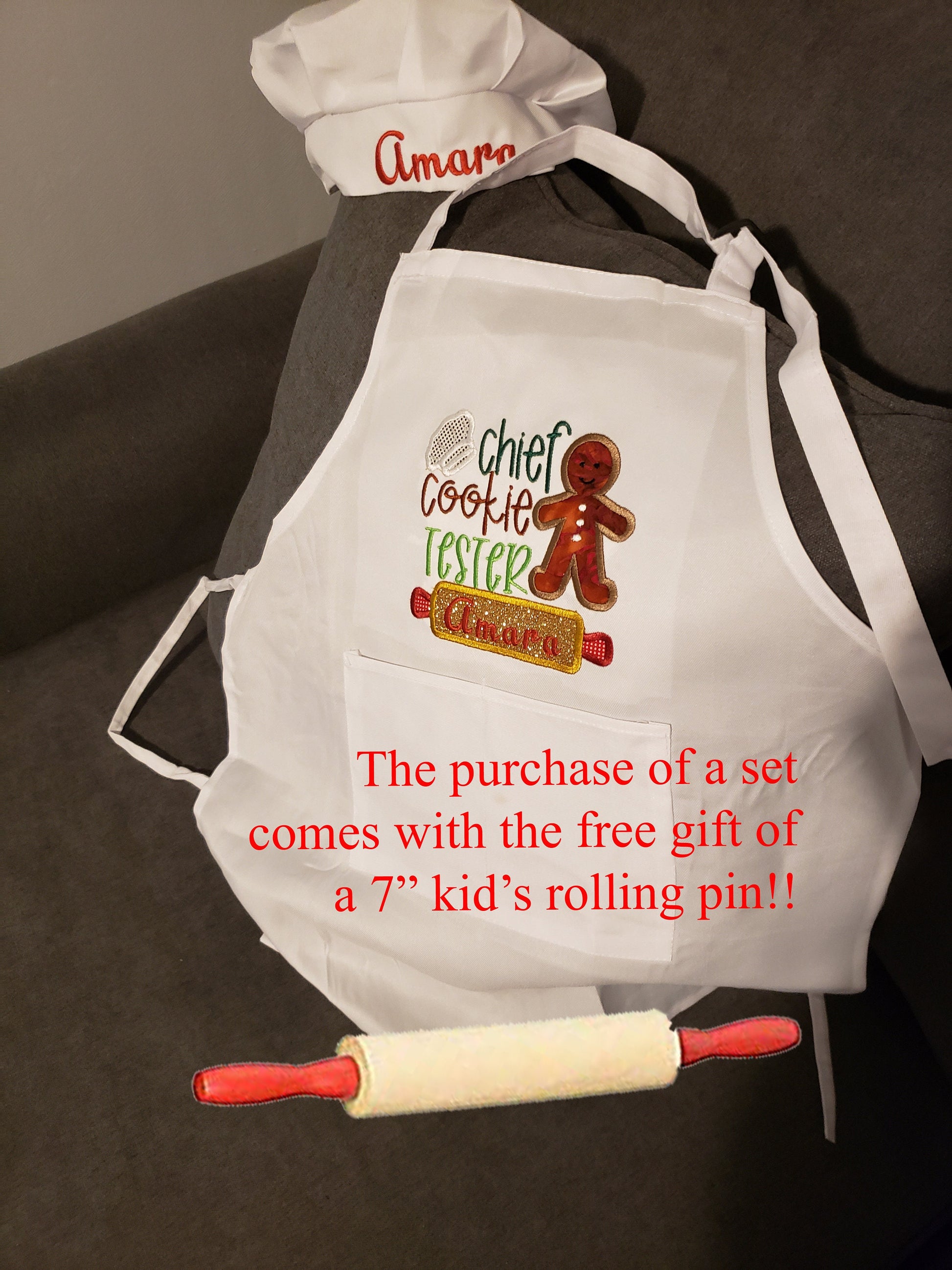 Aprons/Chef hat for kids, Personalized, embroidery