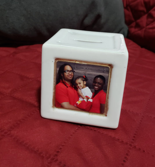 Piggy bank, Personalized porcelain cube bank