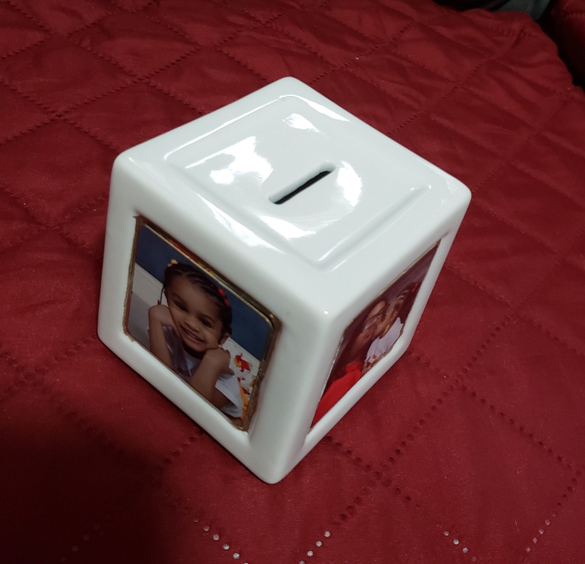 Piggy bank, Personalized porcelain cube bank