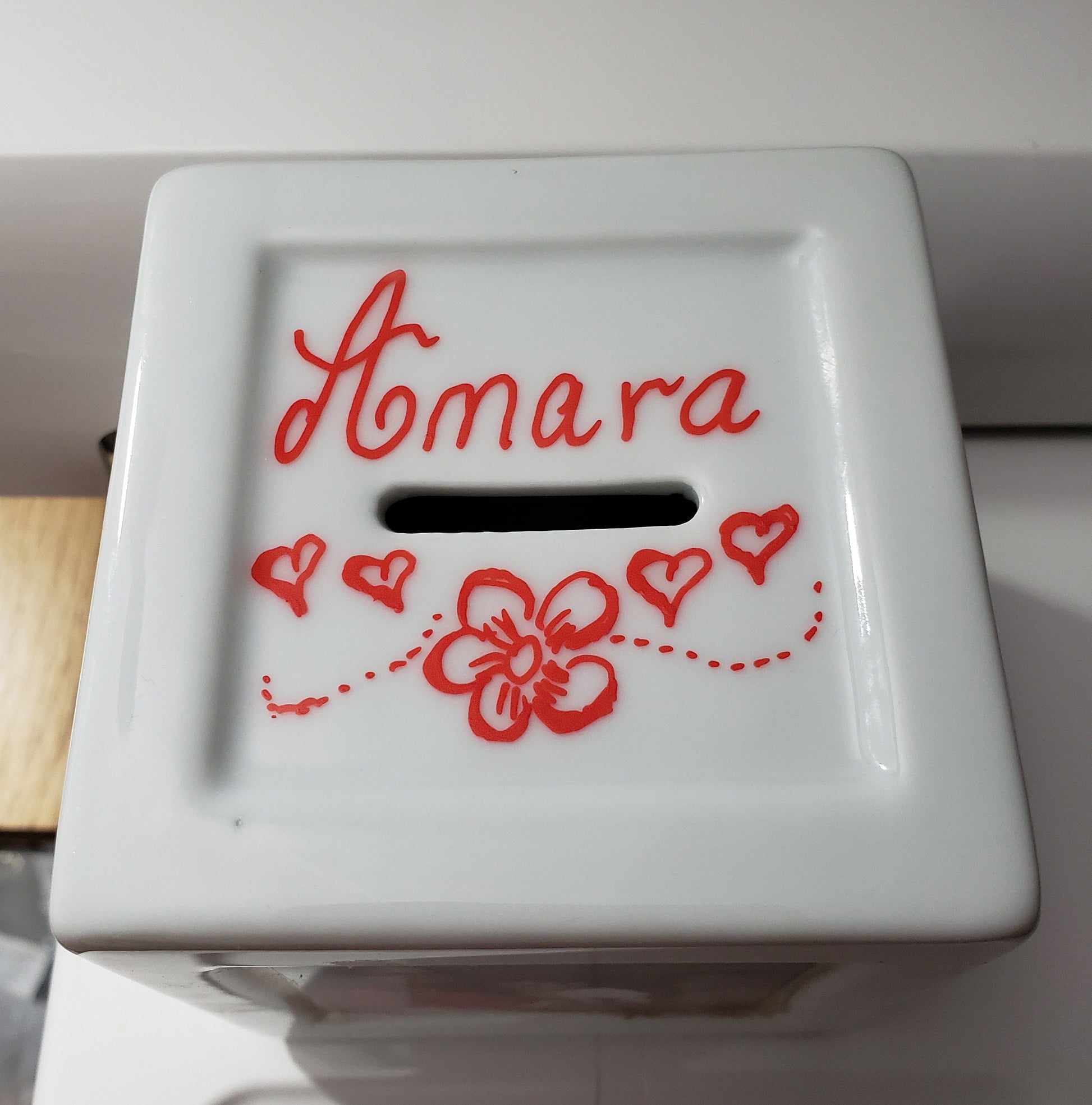 Piggy bank, Personalized porcelain cube bank