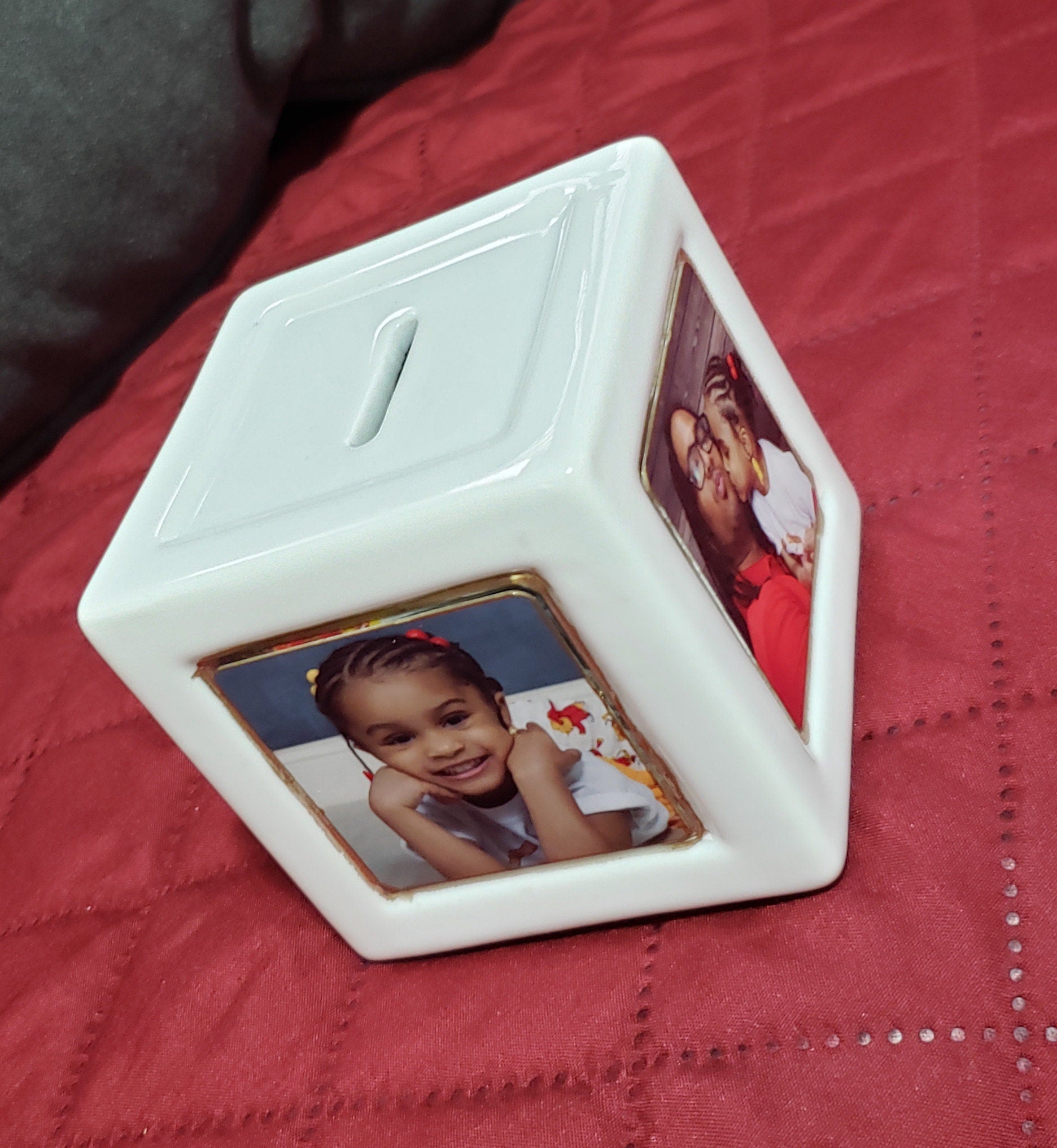 Piggy bank, Personalized porcelain cube bank