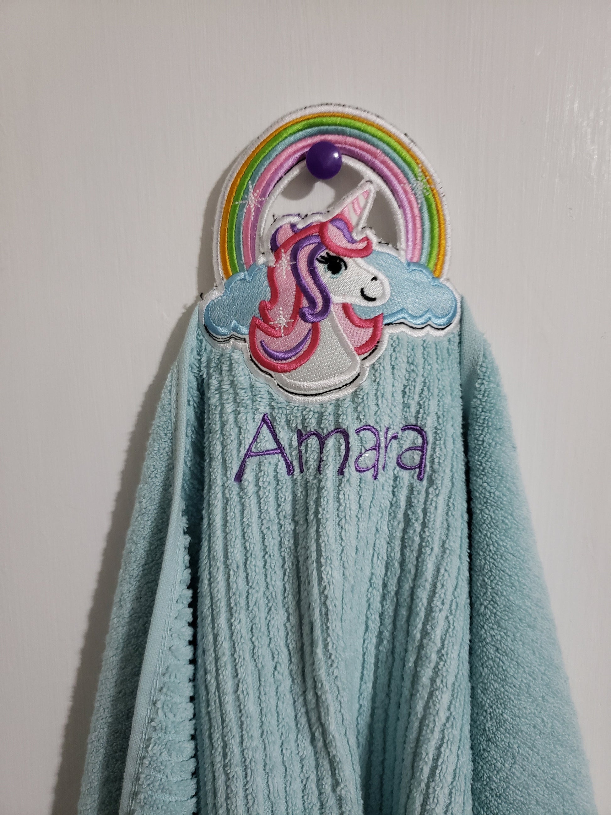 Personalized hanging bath-towel, kids gift