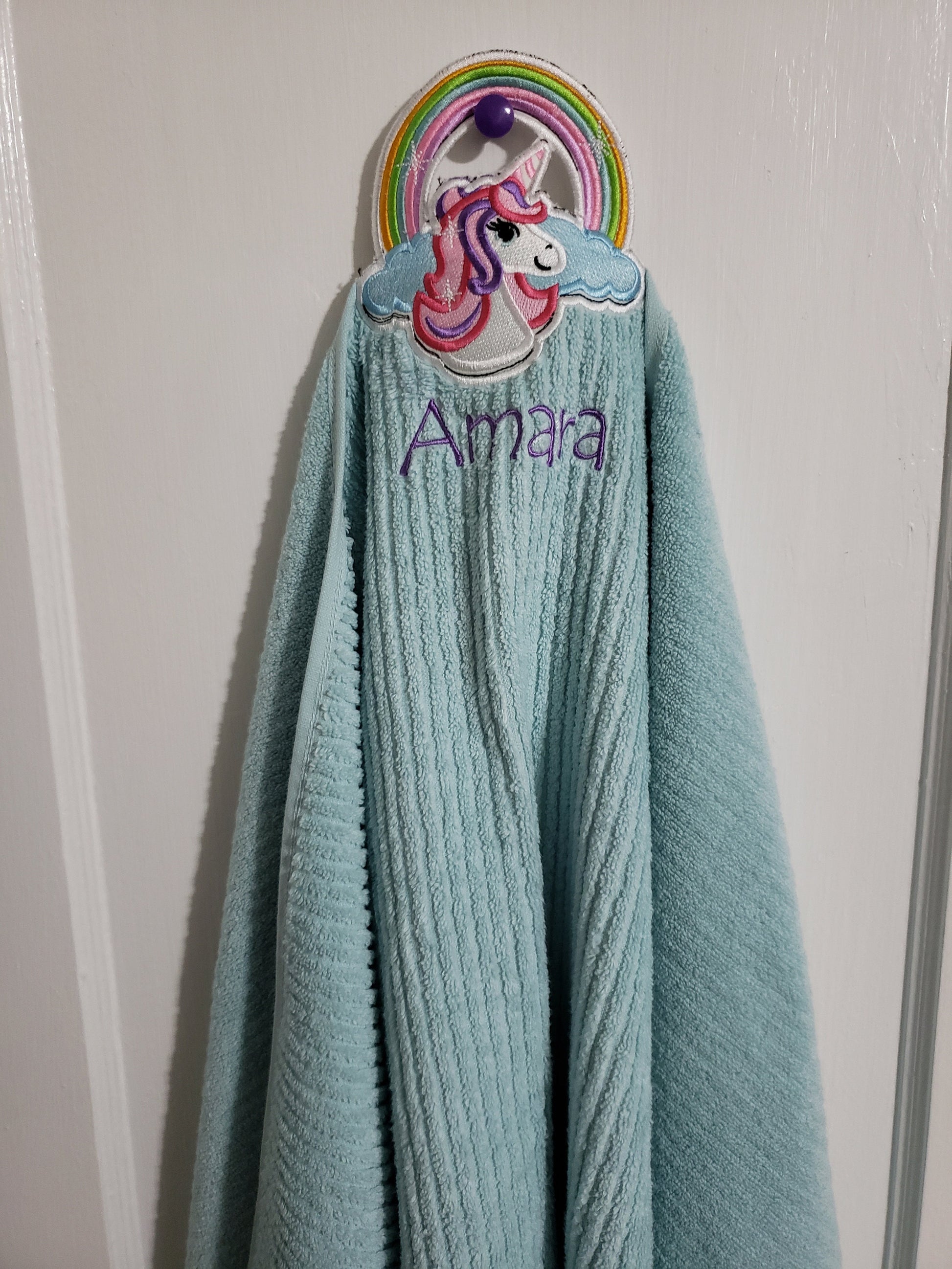 Personalized hanging bath-towel, kids gift