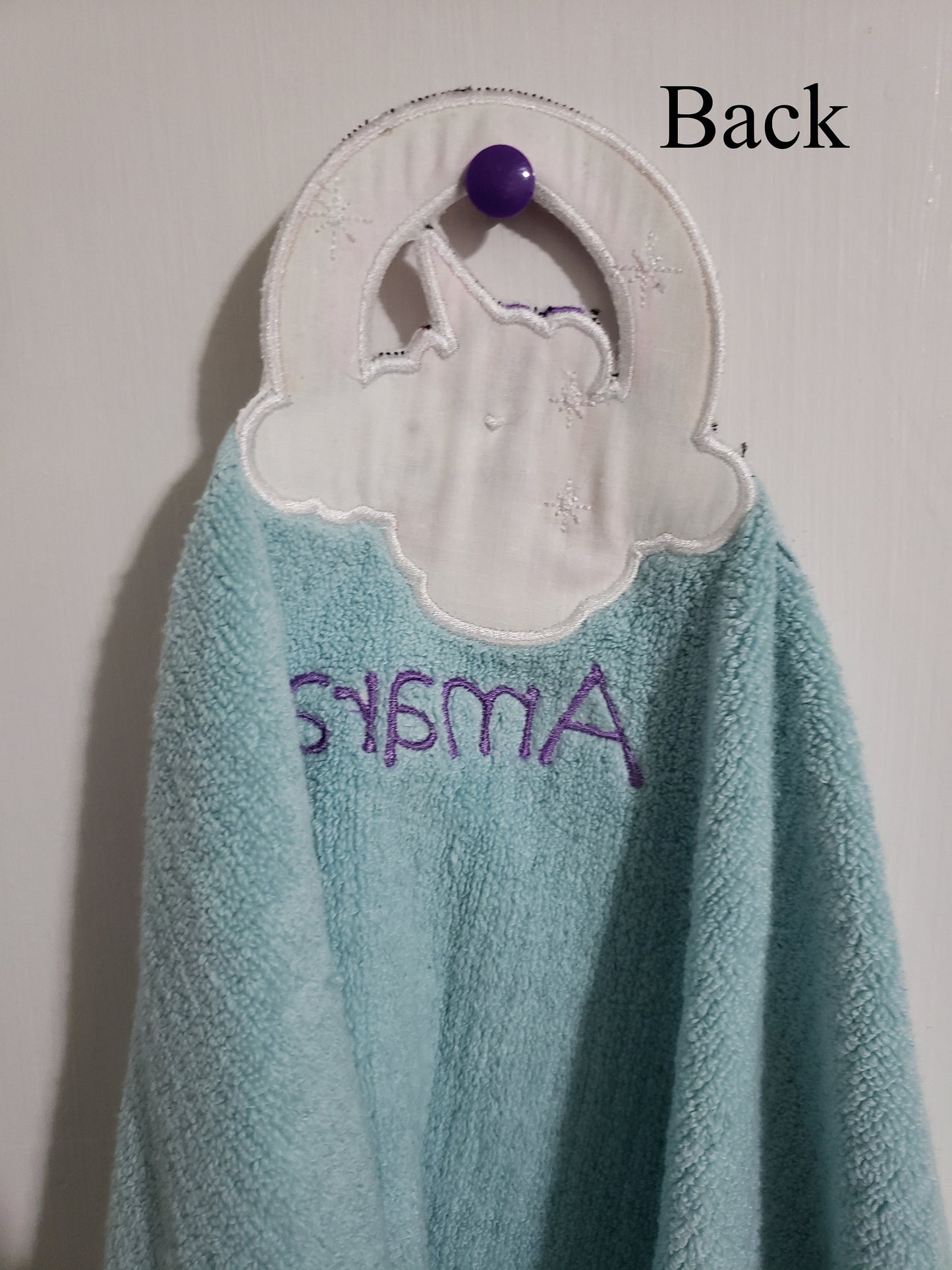 Personalized hanging bath-towel, kids gift