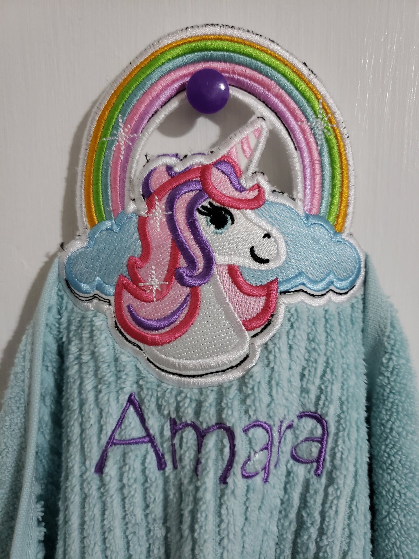 Personalized hanging bath-towel, kids gift