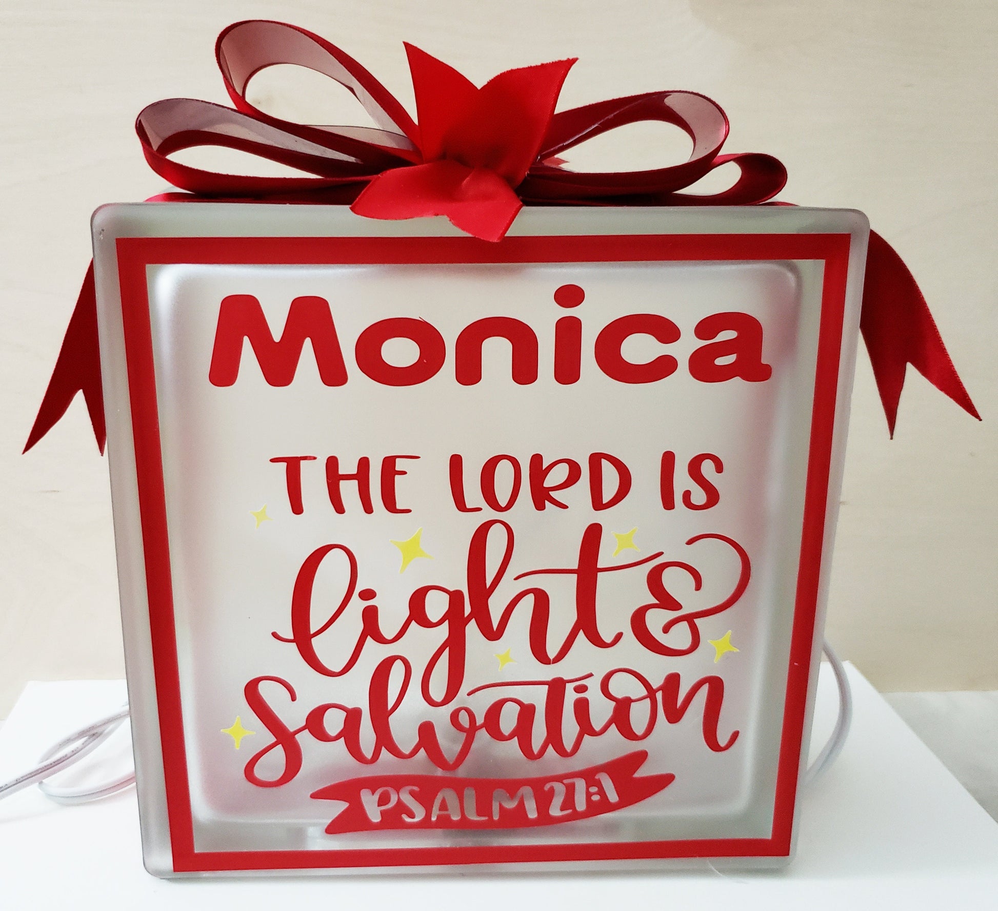 Personalized Scripture Glass block gift