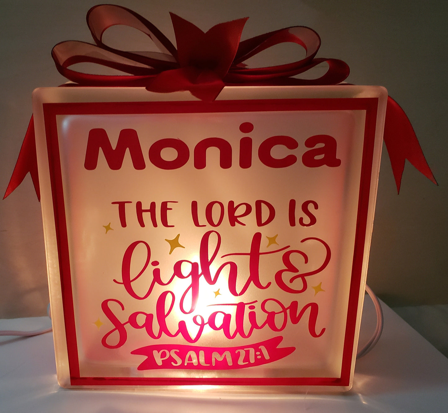 Personalized Scripture Glass block gift