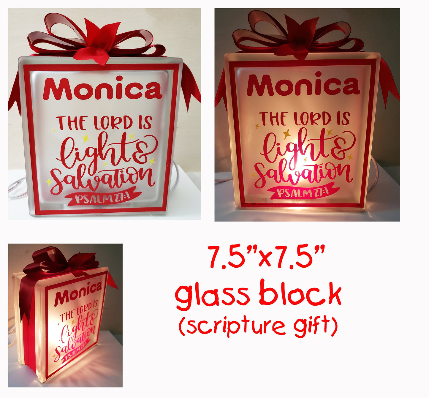 Personalized Scripture Glass block gift