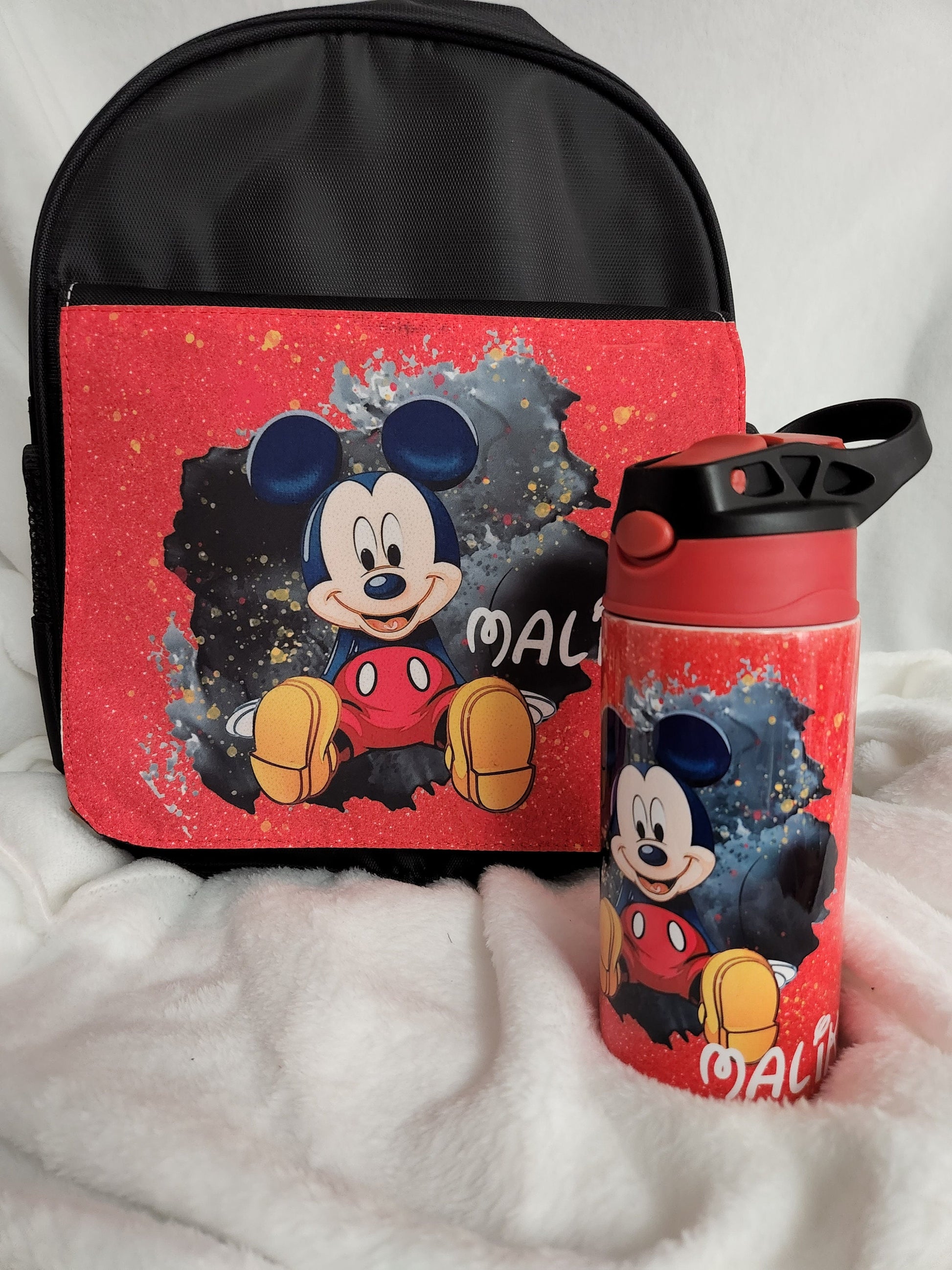 School Backpack and water bottle customize your own