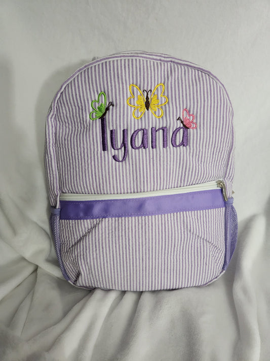 School Backpack, Seersucker school bag, monogram, personalized back to school bag