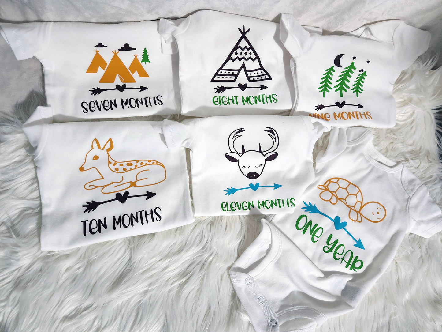 Baby milestone bodysuit and prop blanket giftset, outfit for baby, woodland theme, personalized