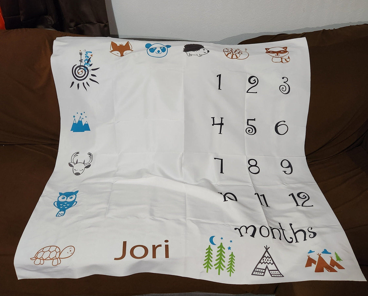 Baby milestone bodysuit and prop blanket giftset, outfit for baby, woodland theme, personalized