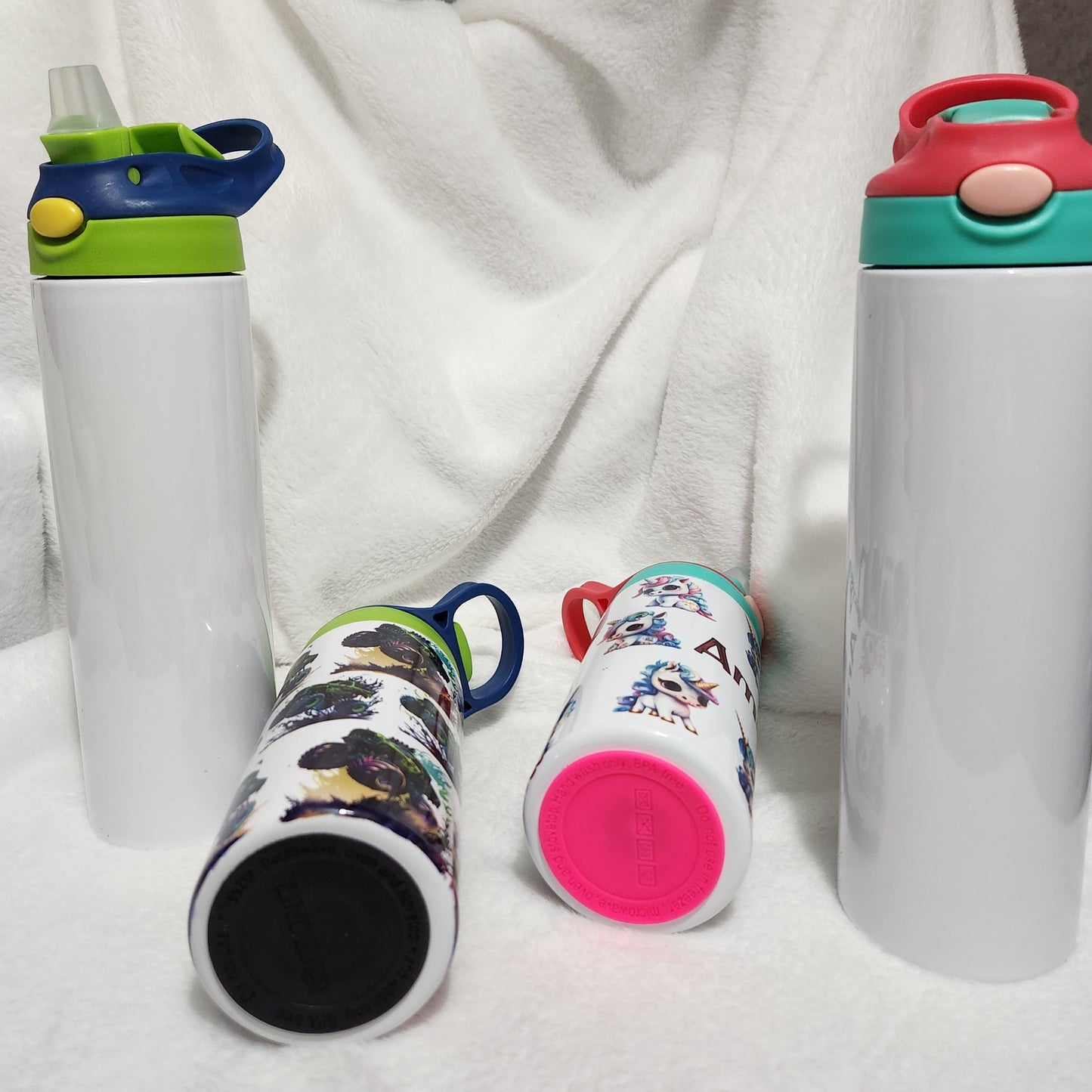 20 oz Water bottle for kids, full wrap, Personalized insulated water,