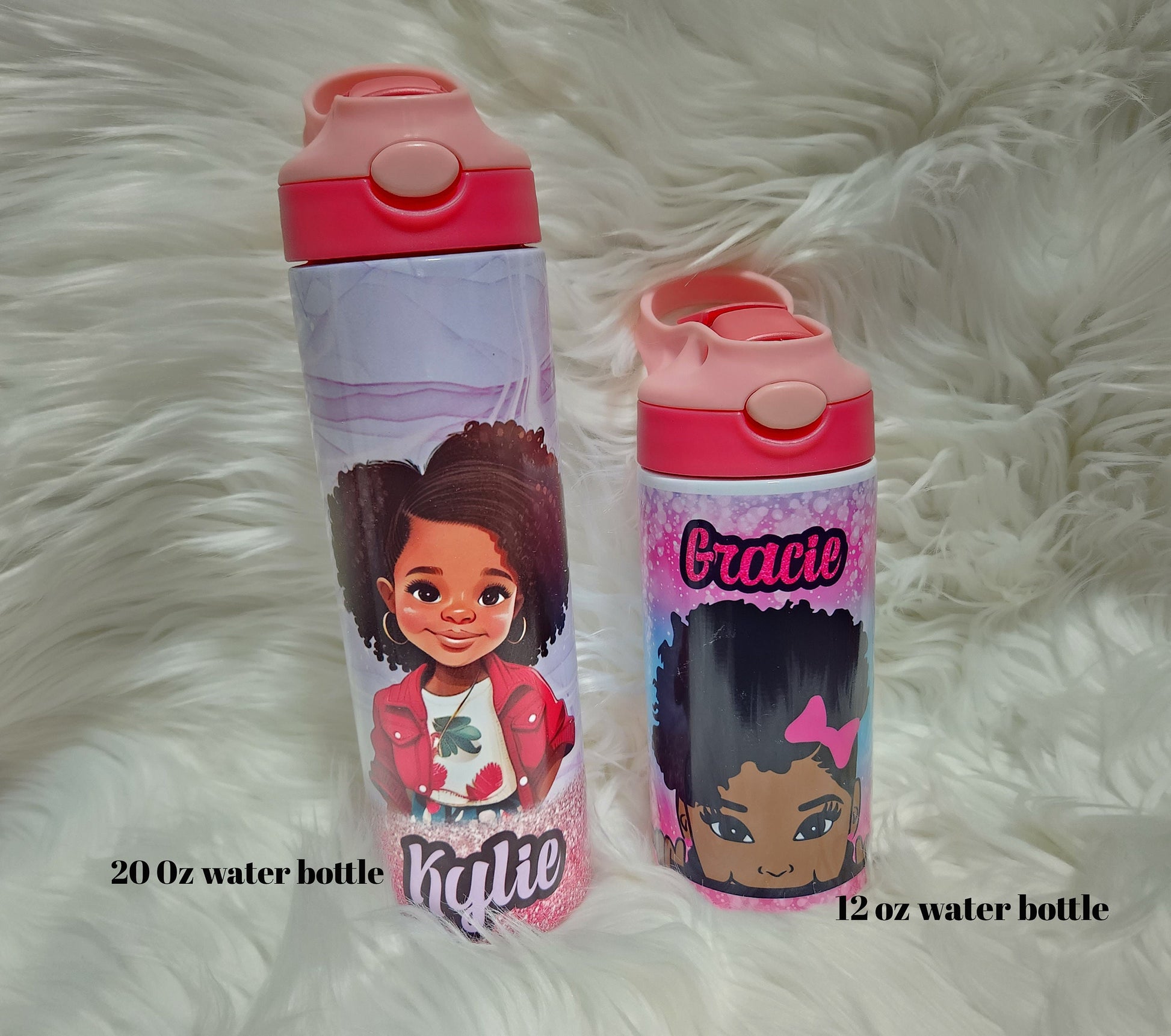 20 oz Water bottle for kids, full wrap, Personalized insulated water,