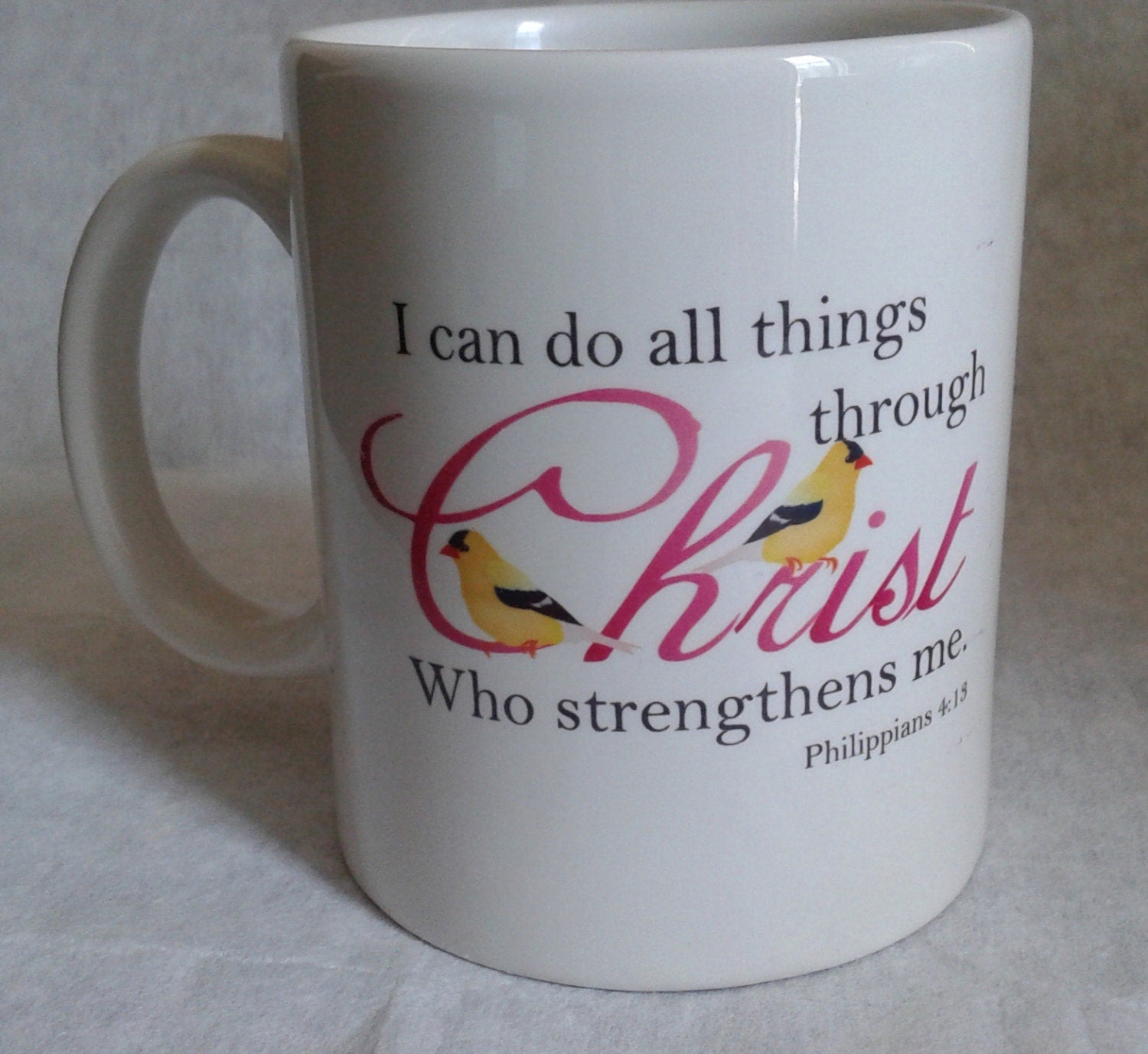 Ceramic mug, personalized cup, I can do all things through Christ who strengthens me.