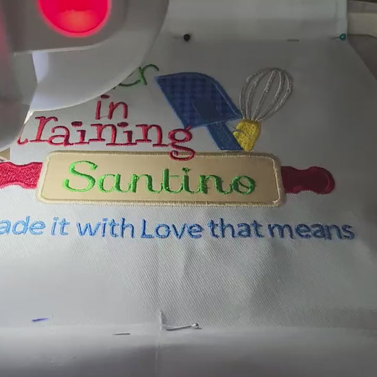 I licked the spoon Baker in training, Aprons/Chef hat for kids, Personalized, embroidery