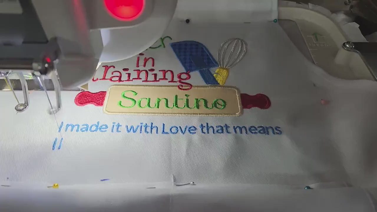 I licked the spoon Baker in training, Aprons/Chef hat for kids, Personalized, embroidery