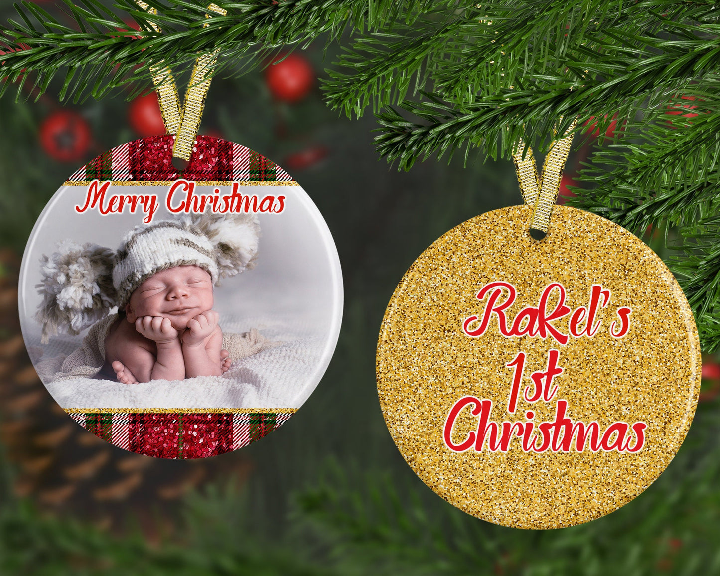 Christmas ceramic personalized photo First Christmas Ornament