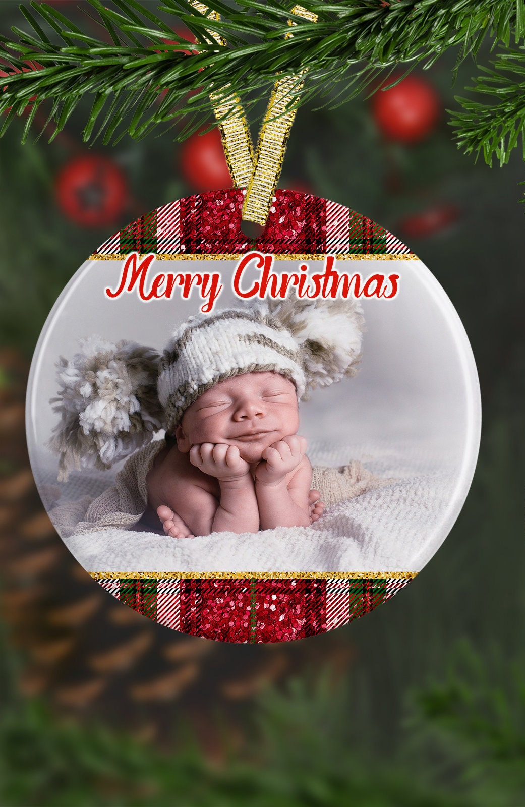 Christmas ceramic personalized photo First Christmas Ornament