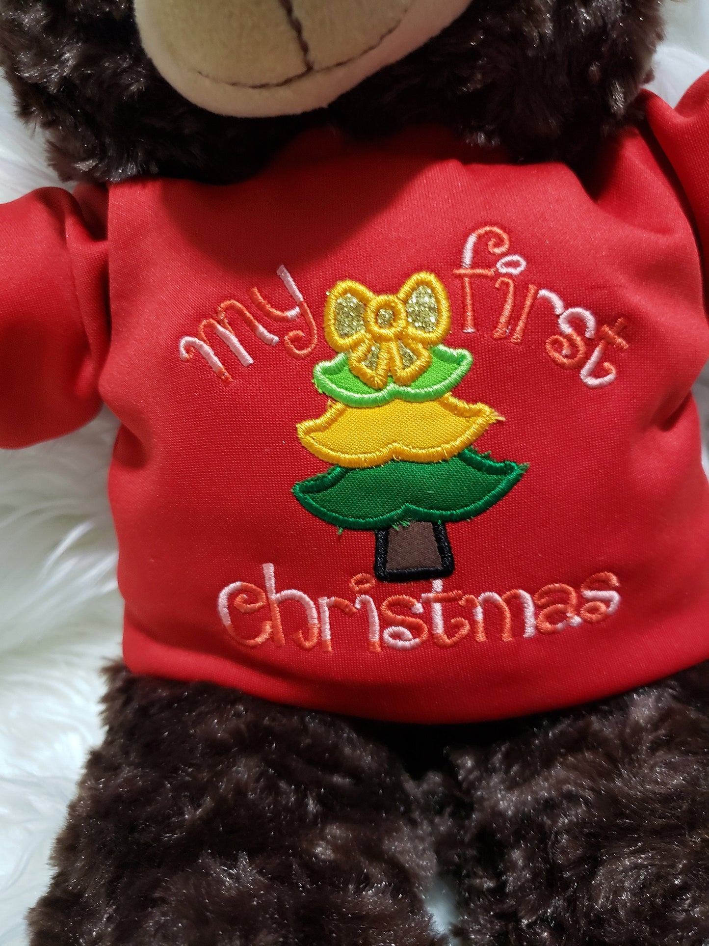 Personalized teddy and bodysuit, Gift for baby's first Christmas