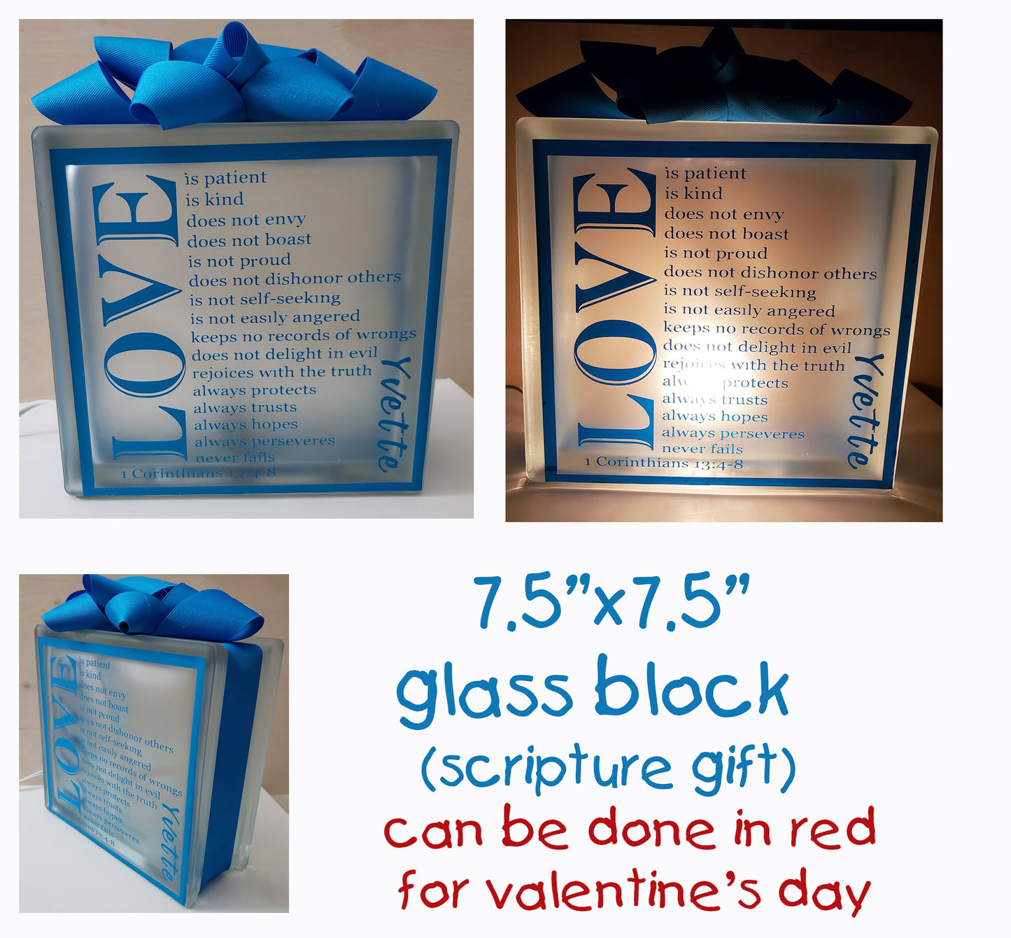 Personalized Scripture Glass block gift