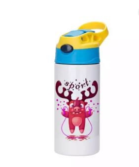 Water bottle for kids, full wrap, Personalized insulated water, double color tops