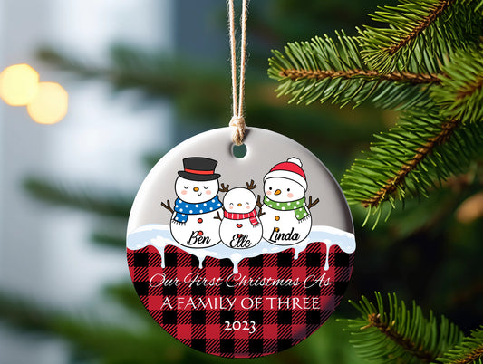 Christmas ceramic personalized ornament, snowman