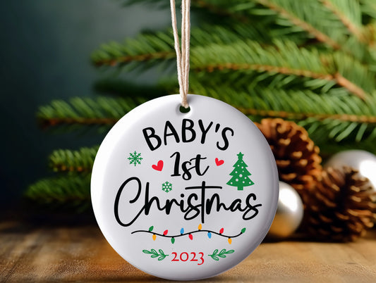 Christmas ceramic Ornament, baby's first Christmas