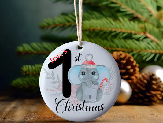 Christmas ceramic Ornament, personalized ornament, baby's first Christmas
