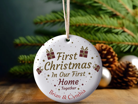 Christmas ceramic Ornament, personalized ornament, new home ornament