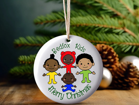 Christmas ceramic Ornament, personalized ornament, family ornament, Afro kids