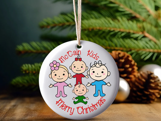 Christmas ceramic Ornament, personalized family