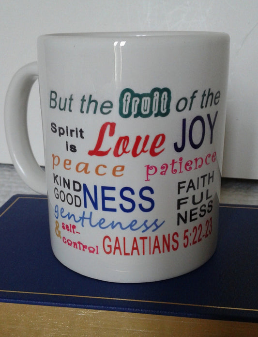 Mug Ceramic, spiritual, Galatians 5:22-23, 11oz. mug, sublimation, Christian gift, bible verse mug,